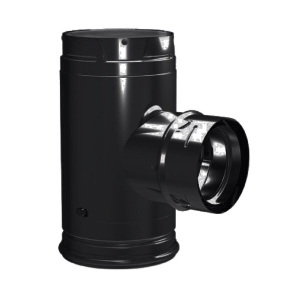 Dura Vent Dura Vent 4PVP-T3B1 4 in. Dia. Pellet Vent Pro Black Increaser Tee with Clean-Out Tee Cap; Black 4PVP-T3B1 - main
